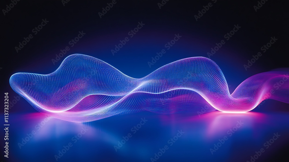 Poster abstract flowing waves of light in vibrant colors creating a mesmerizing visual pattern on a dark ba