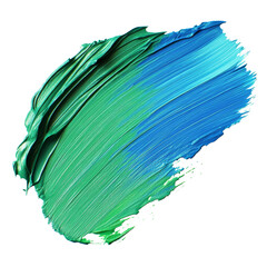 Vibrant green and blue paint smear brush stroke creating a fluid texture on a transparent background, green blue paint smeart brush strokeisolated on transparent background