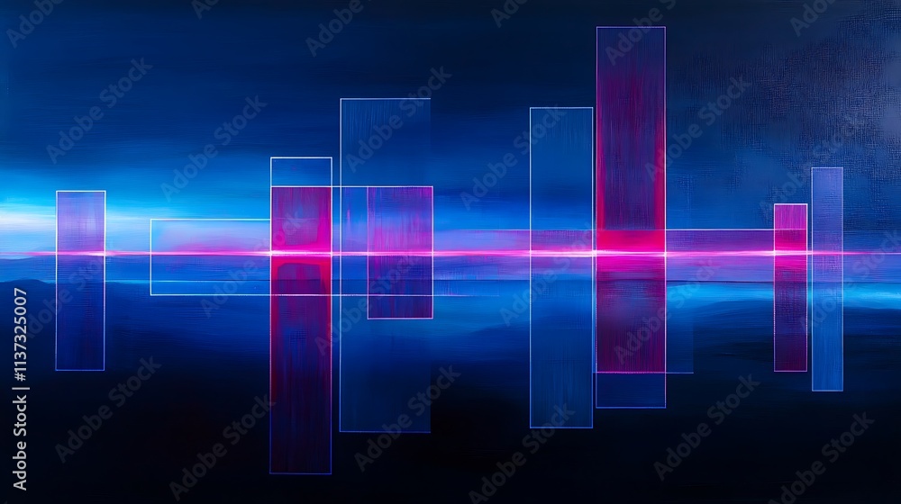 Poster abstract geometric patterns with vibrant colors and smooth gradient in digital artwork