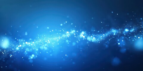 Obraz premium Abstract Blue Background with White Glimmering Particles and Bokeh Lights
