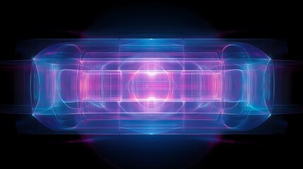 Abstract Light Beam Design in Vibrant Blue and Pink Colors with a Futuristic Look and Black Background