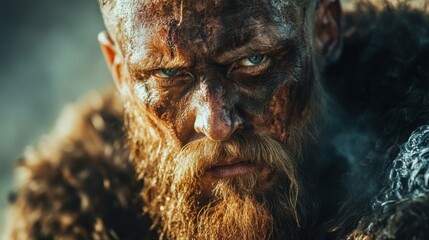 A man with a beard and a beard is wearing a fur coat