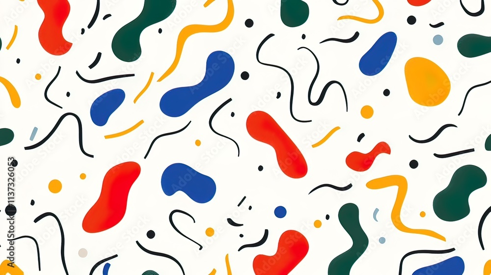 Poster abstract colorful shapes and lines pattern.
