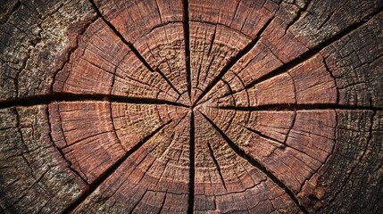 Fototapeta premium Detailed Close-Up of Natural Wood Tree Ring Texture Background