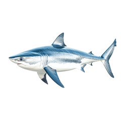Fototapeta premium A porbeagle shark gracefully swimming in clear waters against a transparent background, a porbeagle shark fish isolated on transparent background