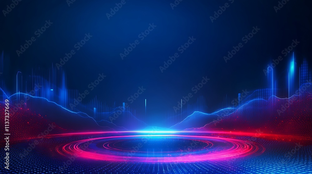 Aufkleber futuristic abstract background with colorful lights and digital waves for technology design