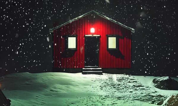 Creepy Snowy Night by the North Sea on Amrum Island