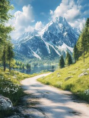 Obraz premium Scenery of a road with mountain view