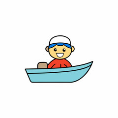  a kid enjoying a boat ride cartoon character