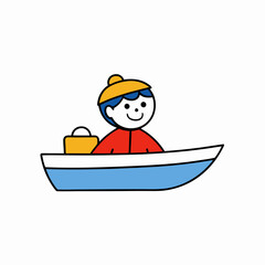  a kid enjoying a boat ride cartoon character