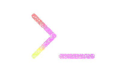 Icon terminal is made up of LED square shapes. There are bright diodes and there are black dead diodes