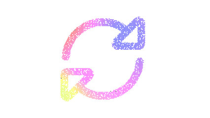 Icon sync  is made up of LED square shapes. There are bright diodes and there are black dead diodes