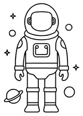 astronaut gear what kind of spacesuit Mars mission Line Art coloring book vector design