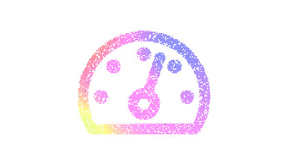 Icon speedometer is made up of LED square shapes. There are bright diodes and there are black dead diodes