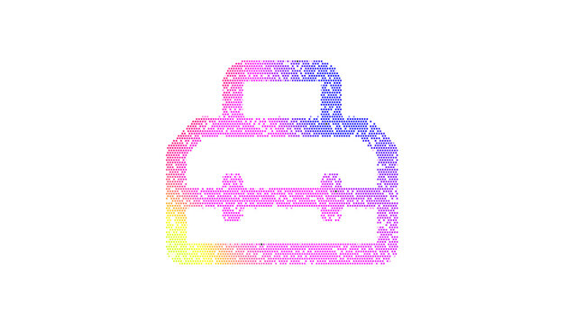 Icon toolbox is made up of LED square shapes. There are bright diodes and there are black dead diodes