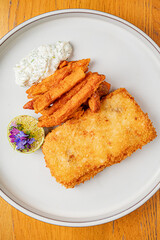 fried fish with sweet potato fries