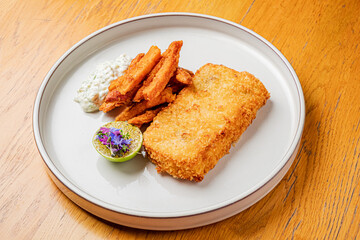 fried fish with sweet potato fries