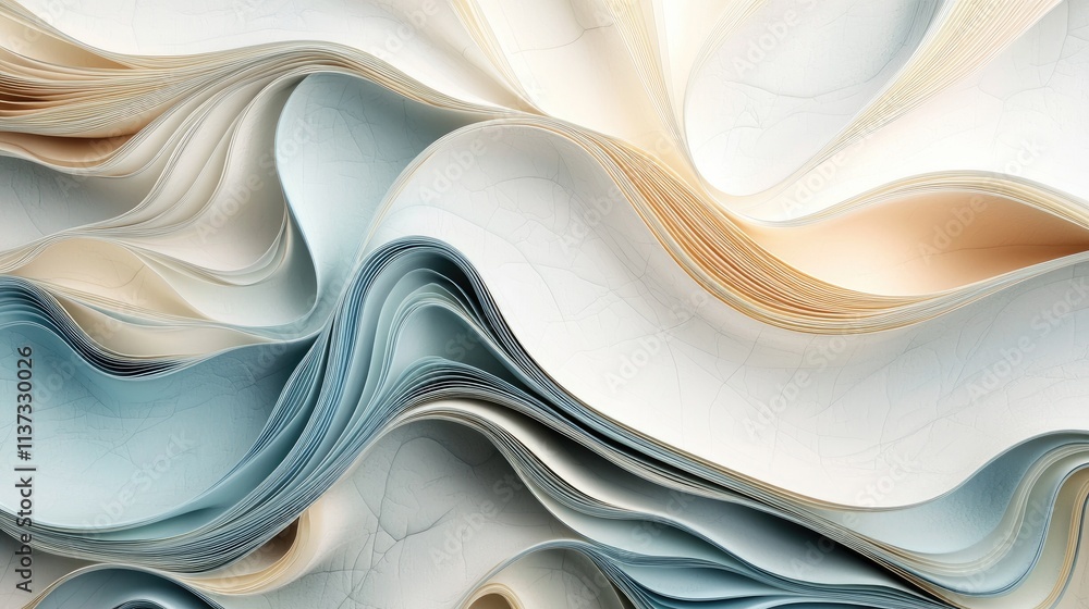 Aufkleber This image features soft curved lines in light blue and cream, creating a harmonious abstract background suitable for various modern design projects.