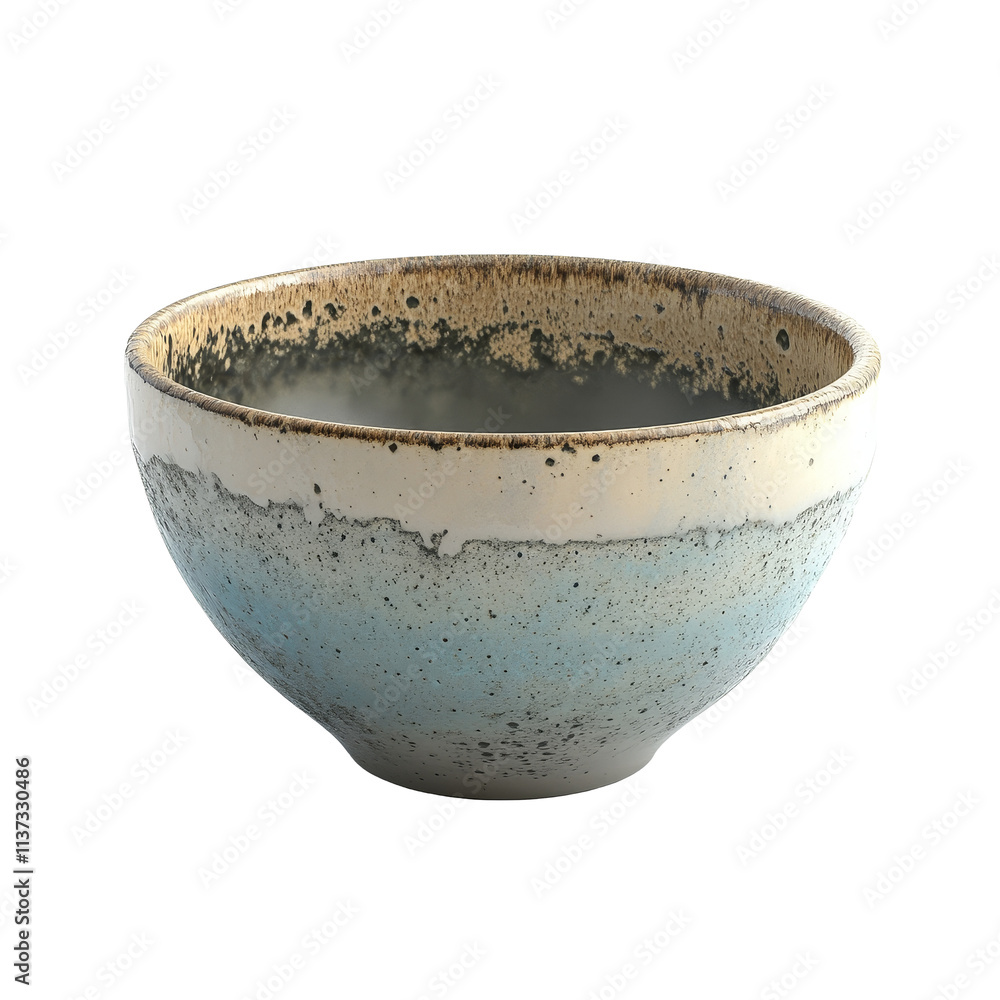Poster a beautifully crafted ceramic bowl with a unique glaze pattern isolated on a clean alpha layer backg