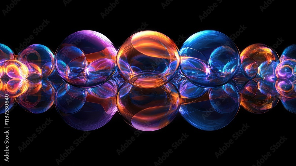 Aufkleber captivating abstract image featuring a dynamic arrangement of colorful bubbles in vivid blue, orange