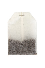 Close-up tea bag isolated on white background. Dry tea bag.