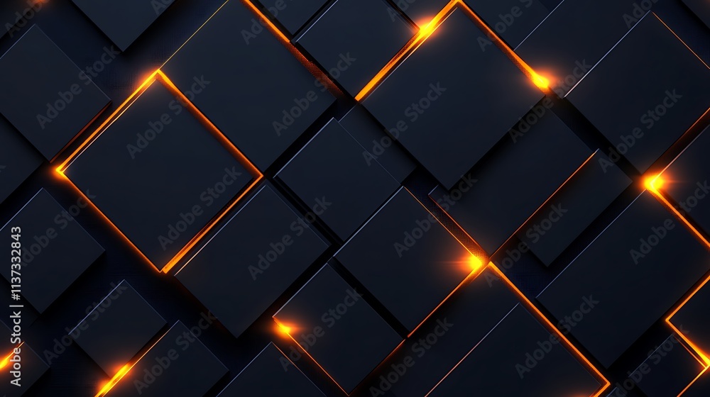 Poster modern abstract background with shiny squares and glowing edges for digital art and design projects
