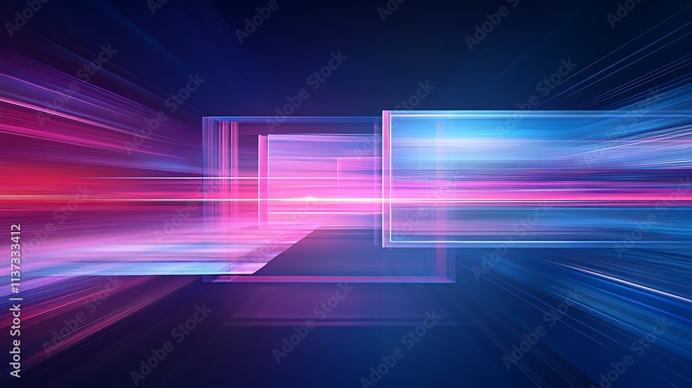 Aufkleber vibrant abstract light trail design in dynamic motion with glowing elements and colorful flares