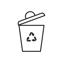 Recycle Bin Icon Silhouette Illustration. Garbage Vector Graphic Pictogram Symbol Clip Art. Doodle Sketch Black Sign