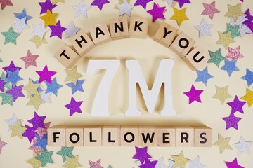 Thank You 7000000, 7M Followers congratulation and celebration