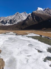 December 2024, Yading national nature reserve, Sichuan, China : Beautiful nature and landscapes...