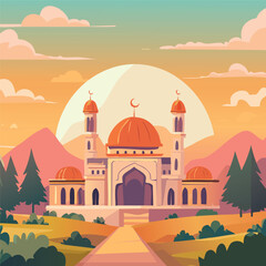 Ramadan kareem illustration with mosque