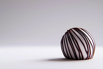 Fototapeta premium Chocolate Truffle with Smooth White and Dark Chocolate Swirl Design on Minimalistic Background