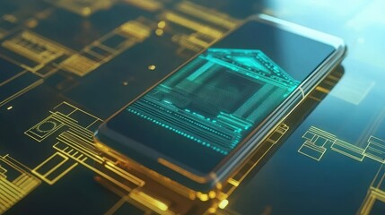 Digital banking on smartphone showcasing futuristic finance technology and secure mobile transactions