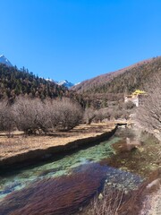 December 2024, Yading national nature reserve, Sichuan, China : Beautiful nature and landscapes such as Snow mountains and meadows. This is top-rated tourist attractions in Sichuan, China
