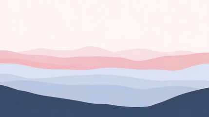 Abstract minimalist pastel mountain landscape illustration.