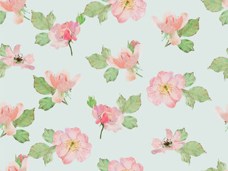 watercolor pink old rose clair martin english rose flower bouquet seamless pattern