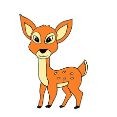 baby deer cartoon illustration clipart animal isolated on white background