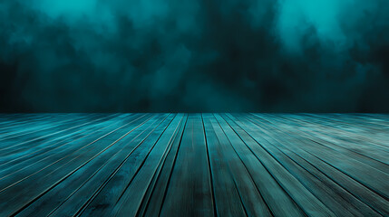 Panoramic wood background with dark teal and aquamarine wooden floors. Beryl. Illustration