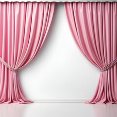 pink curtain with a white background
