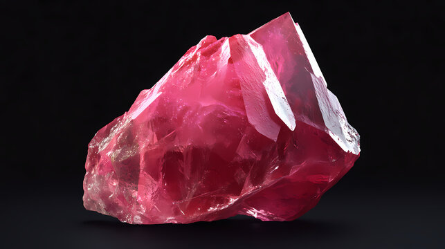 Red beryl is a rare precious natural geological stone on a black background in low key. ai generated. Beryl. Illustration