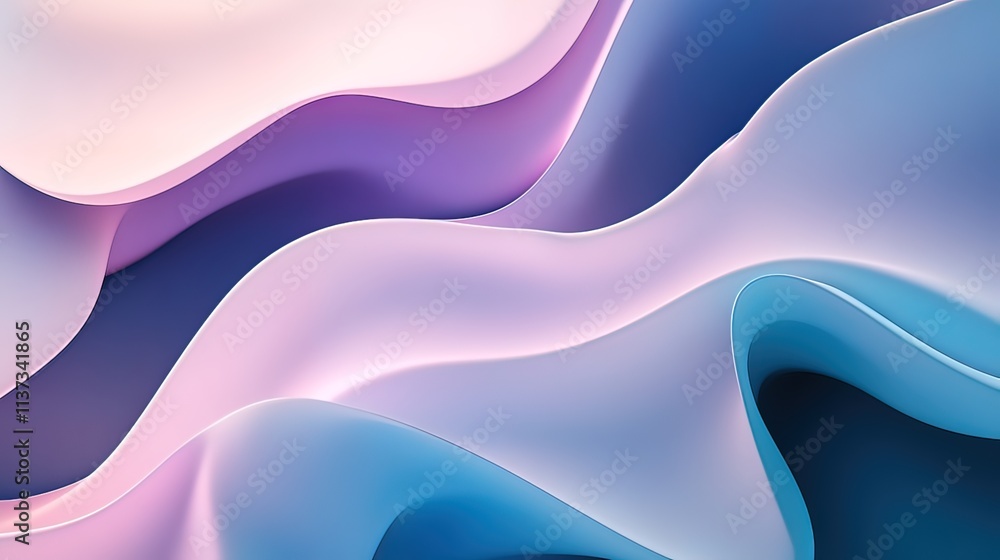 Poster abstract pastel-colored waves flowing smoothly, creating a calming and dreamy visual effect.