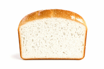 Freshly Baked Sliced White Bread on a White Background, Perfect for Cooking and Sandwiches, Showing Soft Texture and Crusty Surface