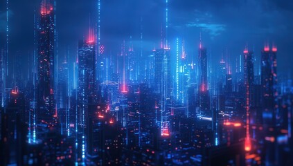 Fototapeta premium Cyberpunk Cityscape with Neon Lights