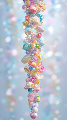 Pastel-colored beads and gems cascading down, creating a whimsical, decorative garland.