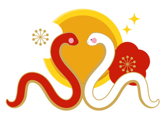 向かい合う蛇と金貨