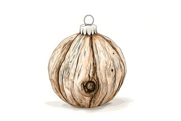 Hand-drawn wooden ornament with rustic charm, perfect for holiday decor and celebration aesthetics