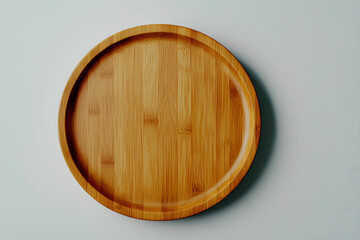 Round Bamboo Serving Tray on a Light Gray Background Ideal for Food Photography and Kitchen Decor