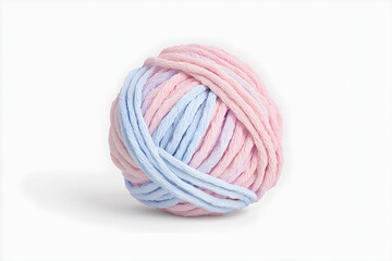 Soft Pink and Blue Yarn Ball Perfect for Knitting and Crafting Projects in a Light Background