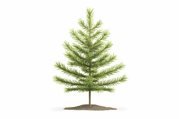 Lush Green Pine Tree Isolated on White Background Perfect for Seasonal and Nature-Themed Projects