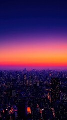 Fototapeta premium A vibrant sunset over a city skyline, showcasing urban beauty.